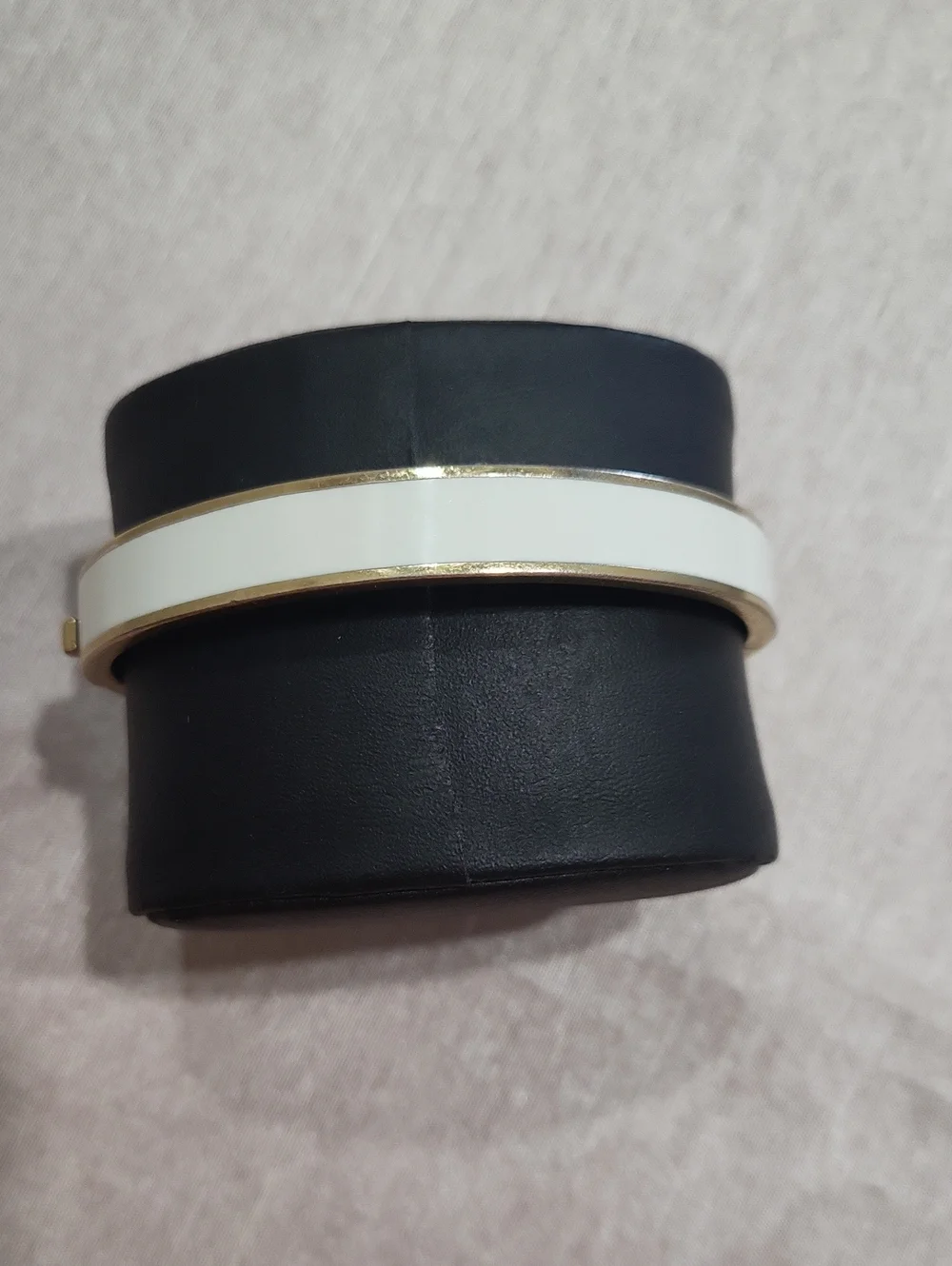 Coach White Enamel Bangle Bracelet with Gold 'C' Accent